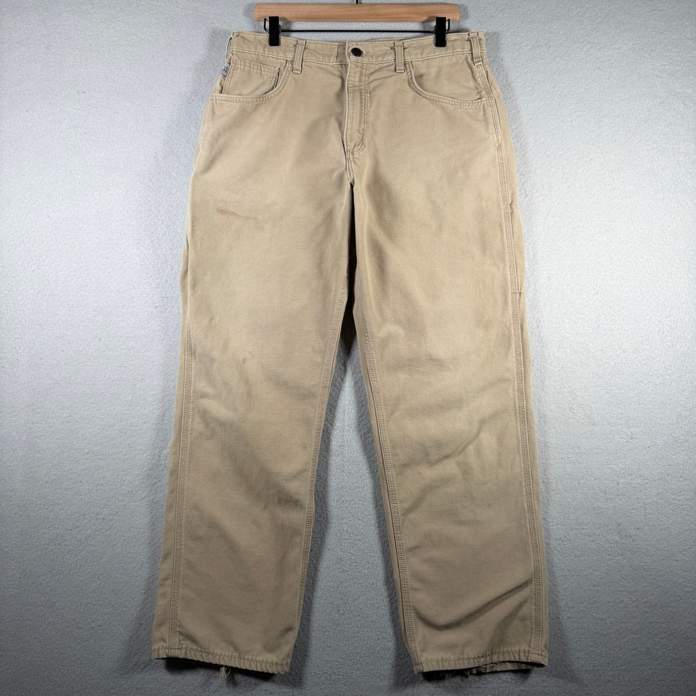 Carhartt FR Flame Resistant Loose Fit Canvas Work Pants Tan 35x32 FRB159 GKH